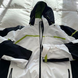Men's Spyder Ski Jacket XXL White/Black/Green